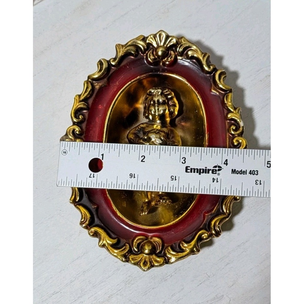 Vintage Gold-Tone Cherub/Putto Wall Plaque — Baroque Style, Made in Japan - Picture 6 of 10